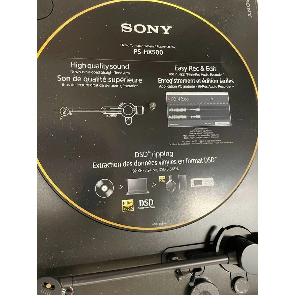 Sony Stereo Turntable System PS-HX500 Record & Edit DSD Ripping Excellent Sound!